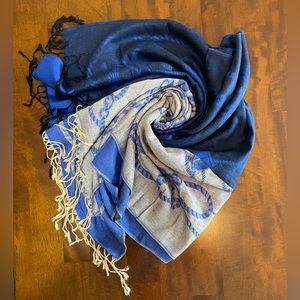Navy Blue Cashmere Ship & Anchors Scarf - BUNDLE 3 FOR $15!